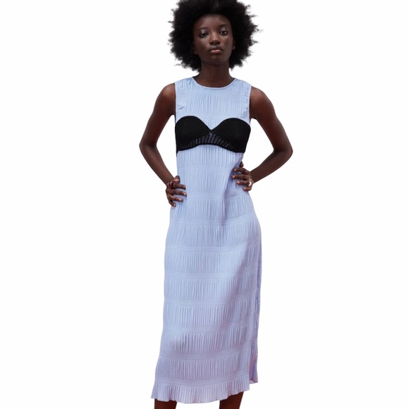 ZARA Pleated Crocheted Dress S NWT - Picture 6 of 10